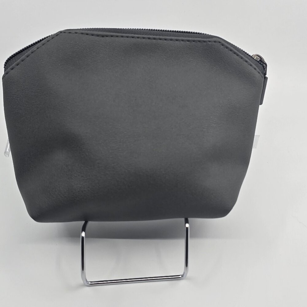 Jones New York Signature Charcoal Grey Pebbled Cosmetic Makeup Bag Pouch - Picture 3 of 8
